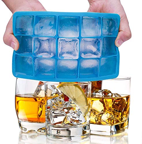 bedee Cubitera Hielo,2pcs Moldes para Cubitos de Hielo,Molde Silicona Sin BPA, para Congelarse Alimentos para Bebés, Cola,Cócteles Cola Whisky (Azul)