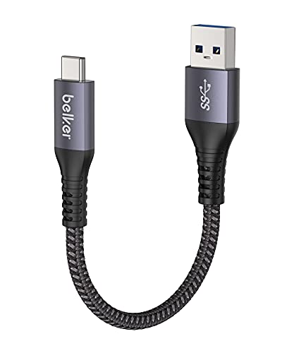 Belker Cable USB C Corto 20cm/0.2M [Datos de 10Gbps] USB3.1 Gen2 Tipo C Android Auto Cable QC3.0 3A USB A a C Cargador rápido para Samsung Note20 Galaxy S21/S20 Galaxy Z Flip3 Pixel 6 Pro OnePlus 9