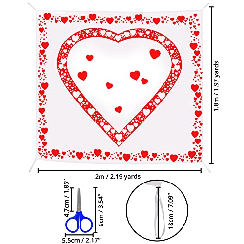 Belle Vous Sábana con Corazón para Recortar 2 x 1,8 m - Photocall Bodas para Los Novios – Sábana con 2 Pares de Tijeras - Fondo Fotografia Gran Corazón Rojo - Juego Pareja Entrada Novia y Novio Bodas