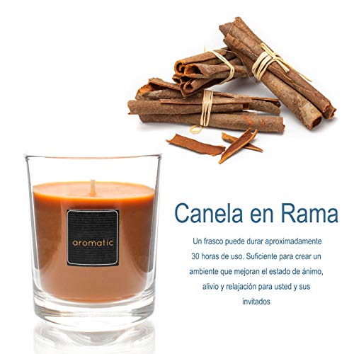 Besch Velas Aromaticas de Canela Rama Juego de 6 piezas en Vaso de Vidrio 120x80mm, 125gr - Vela Devorativa con Perfume. ( Canela Rama )