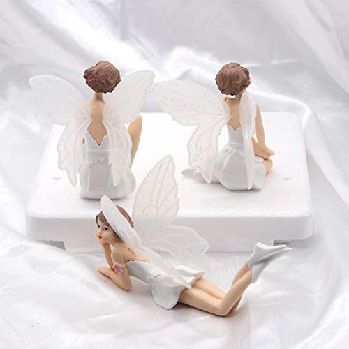 BESLIME Flying Flower Fairy Garden DIY Miniatura, 3Pcs / Set Flying Flower Fairy Garden DIY Miniatura White Angel Flower Adornos Decoración del hogar Regalos de Dibujos Animados Blanco