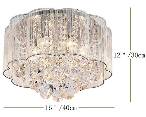 Bestier Cristal moderno Raindrop Araña Iluminación Montaje empotrado Lámpara de techo de techo Lámpara colgante para el comedor Cuarto de baño Dormitorio Salón Diámetro 40 cm Altura 30 cm