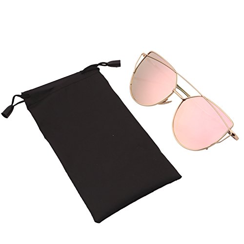 Beyond Dreams® Gafas de sol para mujer, ojos de gato, oro rosa, accesorio de ojo de gato, gafas de espejo reflectantes, aspecto retro clásico, ojos de gato, moda verano