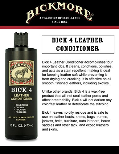 Bickmore Bick 4 Acondicionador de cuero de 16 onzas – Best Since 1882 – Limpiador y acondicionador – Restore Polish & Protect All Smooth acabado cuero