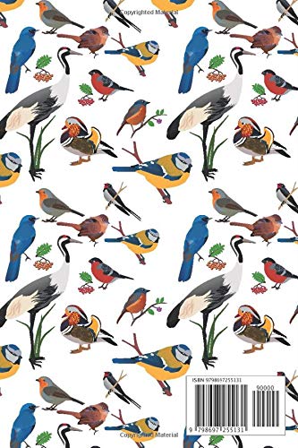 Bird Watching Log Book: Cute Shadoof Bird, mandarin Duck, Blue Bird, Rabin Pattern Lover Bird Watching Log Book, Notebook, Diary, Checklist Book, Unique Gift For Birders And Bird Watchers.