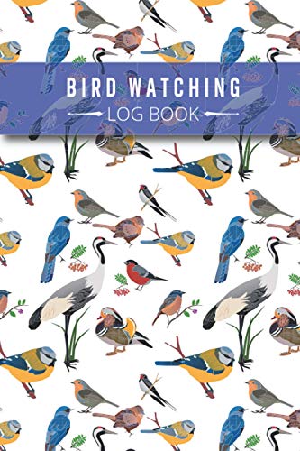 Bird Watching Log Book: Cute Shadoof Bird, mandarin Duck, Blue Bird, Rabin Pattern Lover Bird Watching Log Book, Notebook, Diary, Checklist Book, Unique Gift For Birders And Bird Watchers.