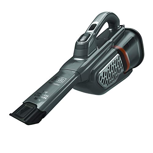 BLACK+DECKER BHHV520BT-QW Aspirador Recargable de Litio 36 WH, Capacidad del depósito 700 ml, acción ciclónica, con Accesorios y Base de Carga, Grigio/Titanium