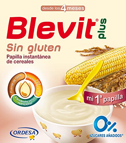 Blevit Plus Sin Gluten - Papilla de Cereales para Bebé con Harina de Arroz y Harina de Maíz - Sin Azúcares Añadidos - Desde los 4 meses - 600g