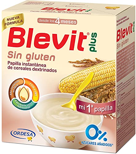 Blevit Plus Sin Gluten - Papilla de Cereales para Bebé con Harina de Arroz y Harina de Maíz - Sin Azúcares Añadidos - Desde los 4 meses - 600g