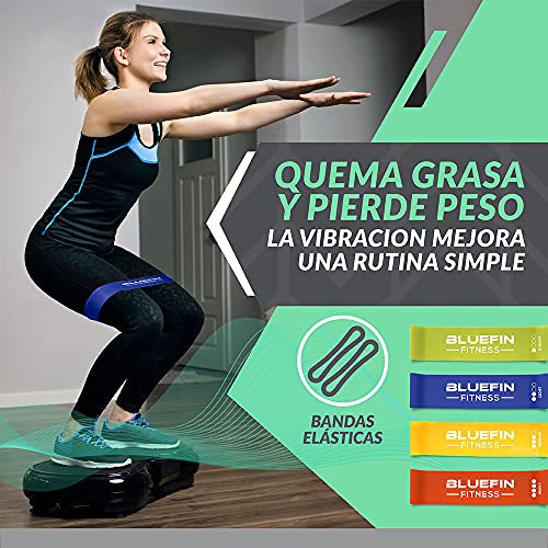 Bluefin Fitness Plataforma Vibratoria Ultra Slim | 5 Programas + 180 Niveles | Altavoces Bluetooth | Fácil de Guardar | Elegante Diseño Británico | Rendimiento de por Vida