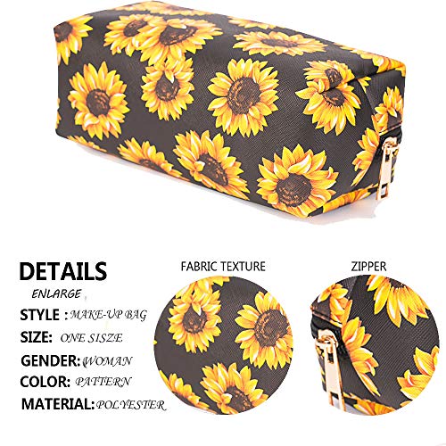 Bolsa de aseo cosmetica,para llevar maquillaje fundamental de bolsa de aseo portátil impermeable de bolsa de organizador viaje diaria organizador de artículos de aseo al aire libre,Girasol