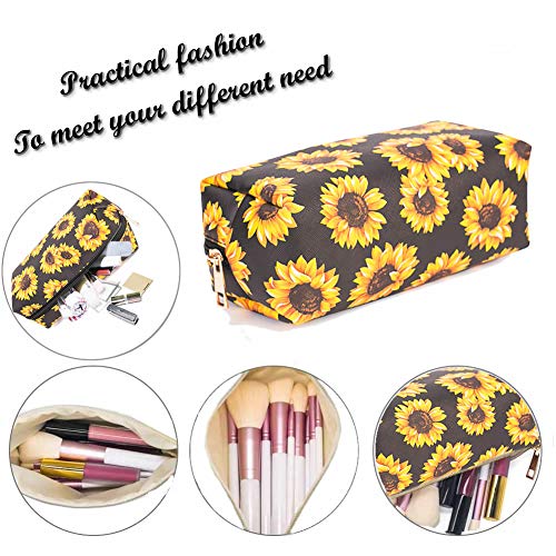 Bolsa de aseo cosmetica,para llevar maquillaje fundamental de bolsa de aseo portátil impermeable de bolsa de organizador viaje diaria organizador de artículos de aseo al aire libre,Girasol