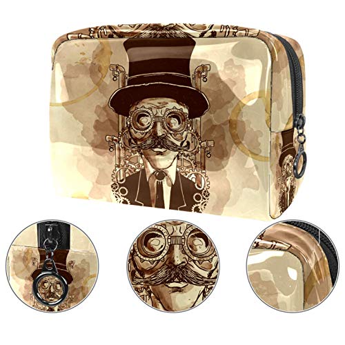 Bolsa de Maquillaje Hombre Steampunk Pintado a Mano Neceser de Cosméticos y Organizador de Baño Neceser de Viaje Bolsa de Lavar para Hombre y Mujer 18.5x7.5x13cm