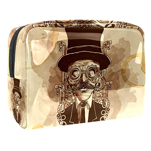 Bolsa de Maquillaje Hombre Steampunk Pintado a Mano Neceser de Cosméticos y Organizador de Baño Neceser de Viaje Bolsa de Lavar para Hombre y Mujer 18.5x7.5x13cm