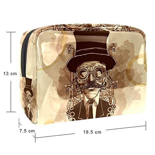 Bolsa de Maquillaje Hombre Steampunk Pintado a Mano Neceser de Cosméticos y Organizador de Baño Neceser de Viaje Bolsa de Lavar para Hombre y Mujer 18.5x7.5x13cm