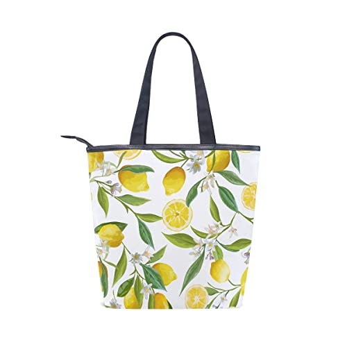 Bolso de mano de gran capacidad a la moda, fruta fresca, limón amarillo, limas, bolsos informales para mujer, trabajo, viaje, compras, 11 × 4 × 13,6 pulgadas