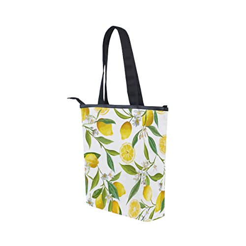 Bolso de mano de gran capacidad a la moda, fruta fresca, limón amarillo, limas, bolsos informales para mujer, trabajo, viaje, compras, 11 × 4 × 13,6 pulgadas