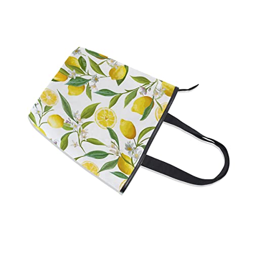 Bolso de mano de gran capacidad a la moda, fruta fresca, limón amarillo, limas, bolsos informales para mujer, trabajo, viaje, compras, 11 × 4 × 13,6 pulgadas