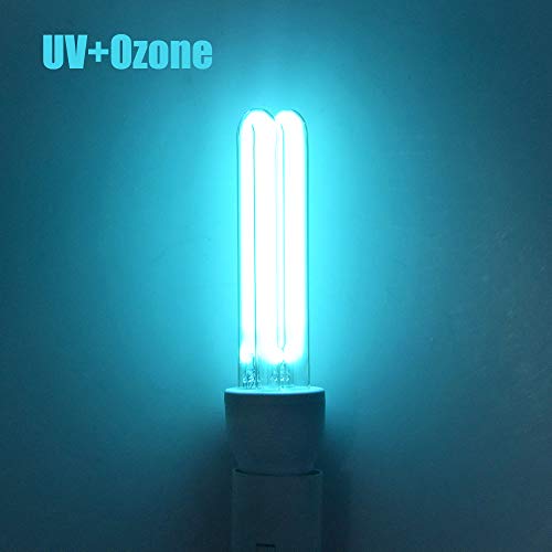 Bonlux Lámpara de desinfección UV E27, 25 W, tubo de cuarzo, esterilización UVC, 254 nm con ozono de 360°, distancia de puntos negros (1 unidad)