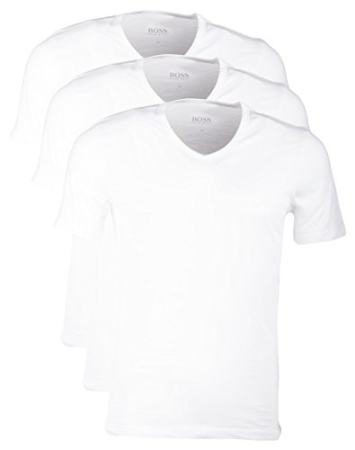 BOSS Shirt SS VN 3er-Pack BM V-Ausschnitt Camiseta, Blanco (White 100), Medium (Talla Fabricante: M) 3 para Hombre