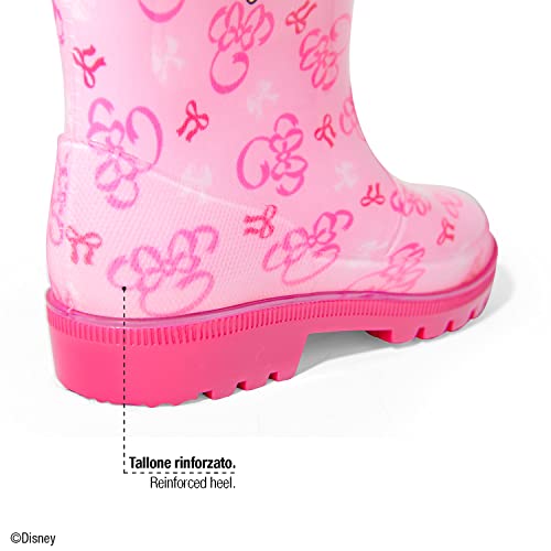 Botas de Agua Niña Minnie Mouse Rosa Fucsia - Calzados de Lluvia Niñas Disney Minni con Suela Antideslizante - Botas Impermeables Rosa Fucsia Cierre con Cordón Material PVC (Rosa y Fucsia, numeric_22)