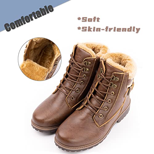 Botas Mujer Invierno Botines Mujer Forradas Nieve Zapatos de Invierno Antideslizantes con Cordones 3 Marrón-Oscuro EU 39