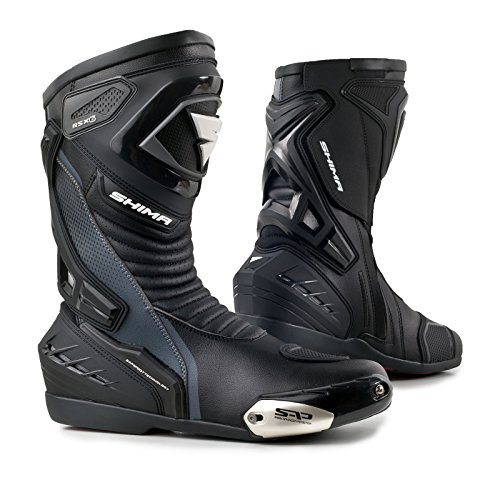 Botas Shima Rsx-6, de Piel, Hombre, Vintage Retro, para Conducir de Moto en Carretera, negro, 47