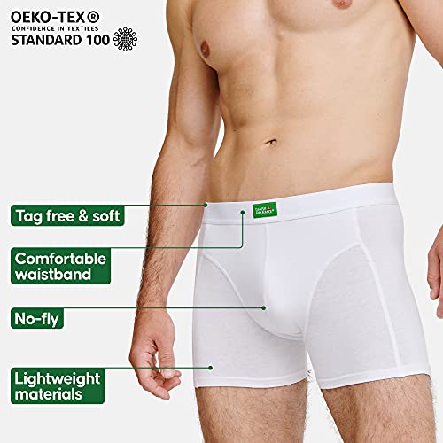 Boxer Calzoncillos Hombre Algodón Orgánico Pack de 3 Negro Azul Blanco (1 x Negro, 1 x Azul, 1 x Blanco), Large