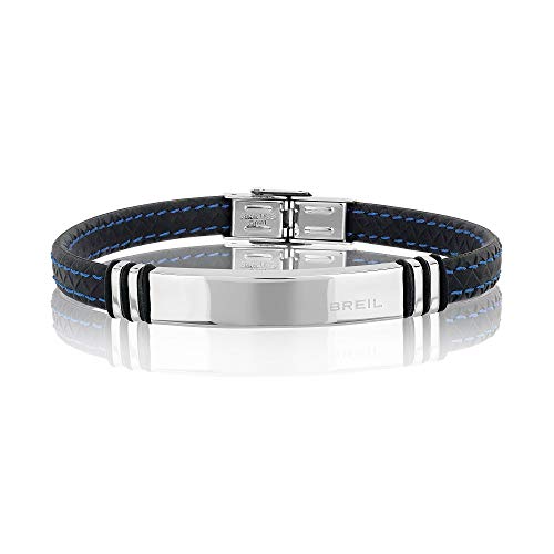 BREIL - Pulsera para Hombre Colección Savage - Correa de Acero y Silicona - Longitud 22 cm