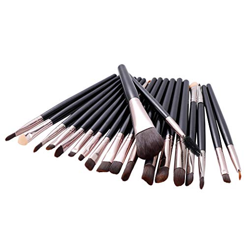 Brochas de Maquillaje 20 piezas Pinceles de Maquillaje Profesional Fibra Sintética para las Cejas, Facial, Base de Maquillaje, Polvos, Crema,Blush Concealers Kit de pinceles (Negro)