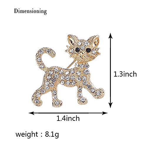 Broche de gato chapado en oro con diamantes de imitación de cristal, broche de solapa de moda para trajes de joyería accesorios para mujeres y hombres vestido