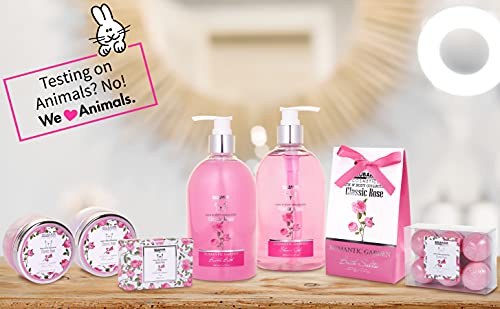 BRUBAKER Cosmetics Set de Baño y Ducha "Classic Rose" - Fragancia de Rosas - Set de Regalo de Mujer de Belleza 13 piezas en Caja de Regalo Vintage - Kit de Beauty Spa