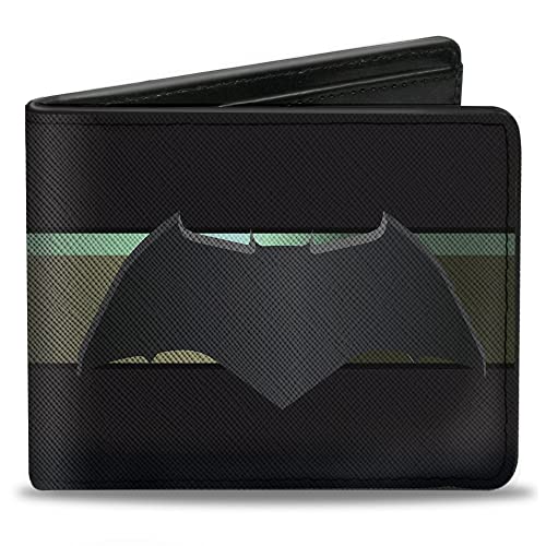 Buckle-Down - Cartera Bi-Fold - Cartera Bifold PU con Hebilla - Batman 2017 Icon/Stripe Black/Gold-Fade Mens