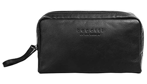 Bugatti Corso Neceser Hombre Piel, Bolsa de Aseo Elegante - Negro