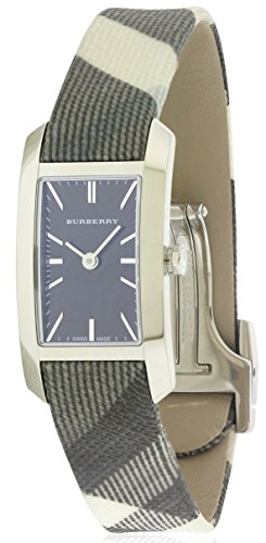 Burberry Reloj rectangular de acero inoxidable Beat Check - Black-Check