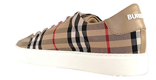 Burberry Zapatillas deportivas para mujer de tela y piel 8017249 Check Beige Beige Size: 36 EU