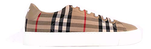 Burberry Zapatillas deportivas para mujer de tela y piel 8017249 Check Beige Beige Size: 36 EU