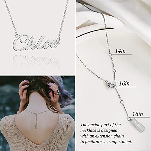 BUREI Collar con Nombre Personalizado para Mujer, Collar con Colgante de Plata, Regalos para Chloe