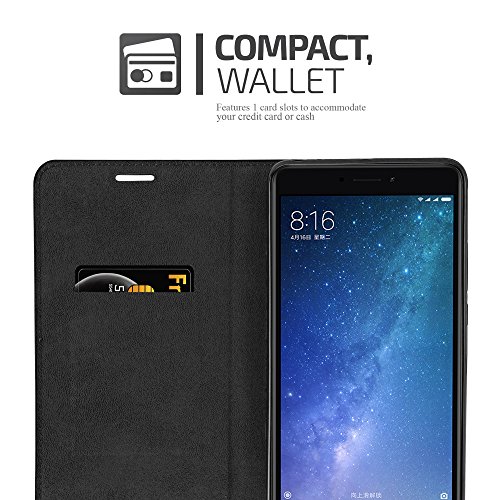 Cadorabo Funda Libro para Xiaomi Mi MAX 2 en Negro Antracita - Cubierta Proteccíon con Cierre Magnético, Tarjetero y Función de Suporte - Etui Case Cover Carcasa