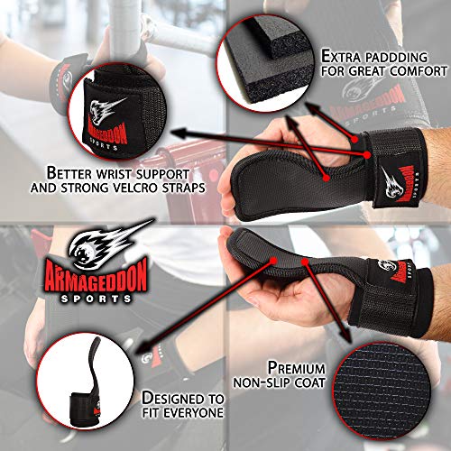 Calleras para Crossfit Musculacion en Gym y Calistenia - Dominadas Grips Weight Lifting Chin Ups - Protezioni uniche per le Mani con polsiera Guantes de Crossfit