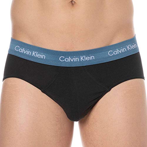 Calvin Klein Algodón Estiramiento 3 Paquete De Cadera Breve, Negro con Plumberry/Chino Azul/Lecho De Río S Negro con Plumberry/Chino Azul/Lecho De Río