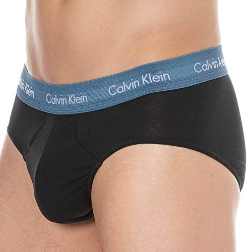 Calvin Klein Algodón Estiramiento 3 Paquete De Cadera Breve, Negro con Plumberry/Chino Azul/Lecho De Río S Negro con Plumberry/Chino Azul/Lecho De Río