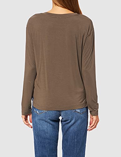 Calvin Klein L/S Cuello en V Camiseta de Pijama, Platinum Grey, L para Mujer