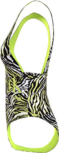 Calvin Klein Plunge One Piece-rp-Print Parte Superior de Bikini, Tangled Tiger Direct Green, S para Mujer