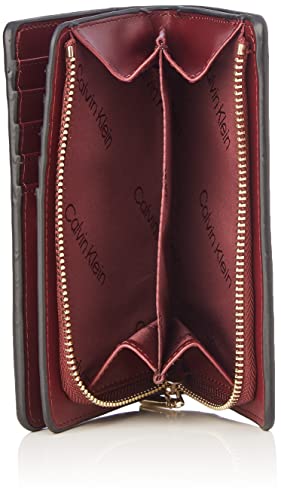 Calvin Klein Re-Lock Billfold French Wallet, Accesorio de Viaje-Billetera Plegable Triple para Mujer, Bordeaux, Talla única