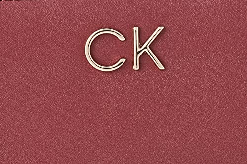 Calvin Klein Re-Lock Billfold French Wallet, Accesorio de Viaje-Billetera Plegable Triple para Mujer, Bordeaux, Talla única