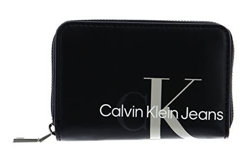 Calvin Klein Sculpted Monogram Med Zip Around Wallet Black