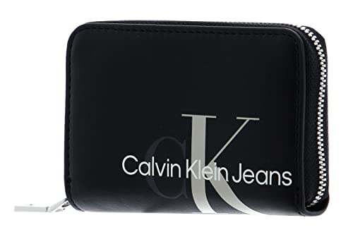 Calvin Klein Sculpted Monogram Med Zip Around Wallet Black