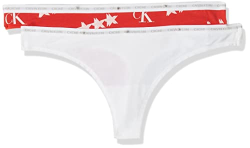 Calvin Klein Tanga 2 Unidades, White/45 Star Print, M (Pack de 2) para Mujer