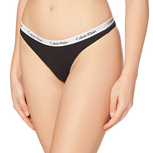 Calvin Klein Thong-Carousel Bragas, Negro (Black 001), L para Mujer